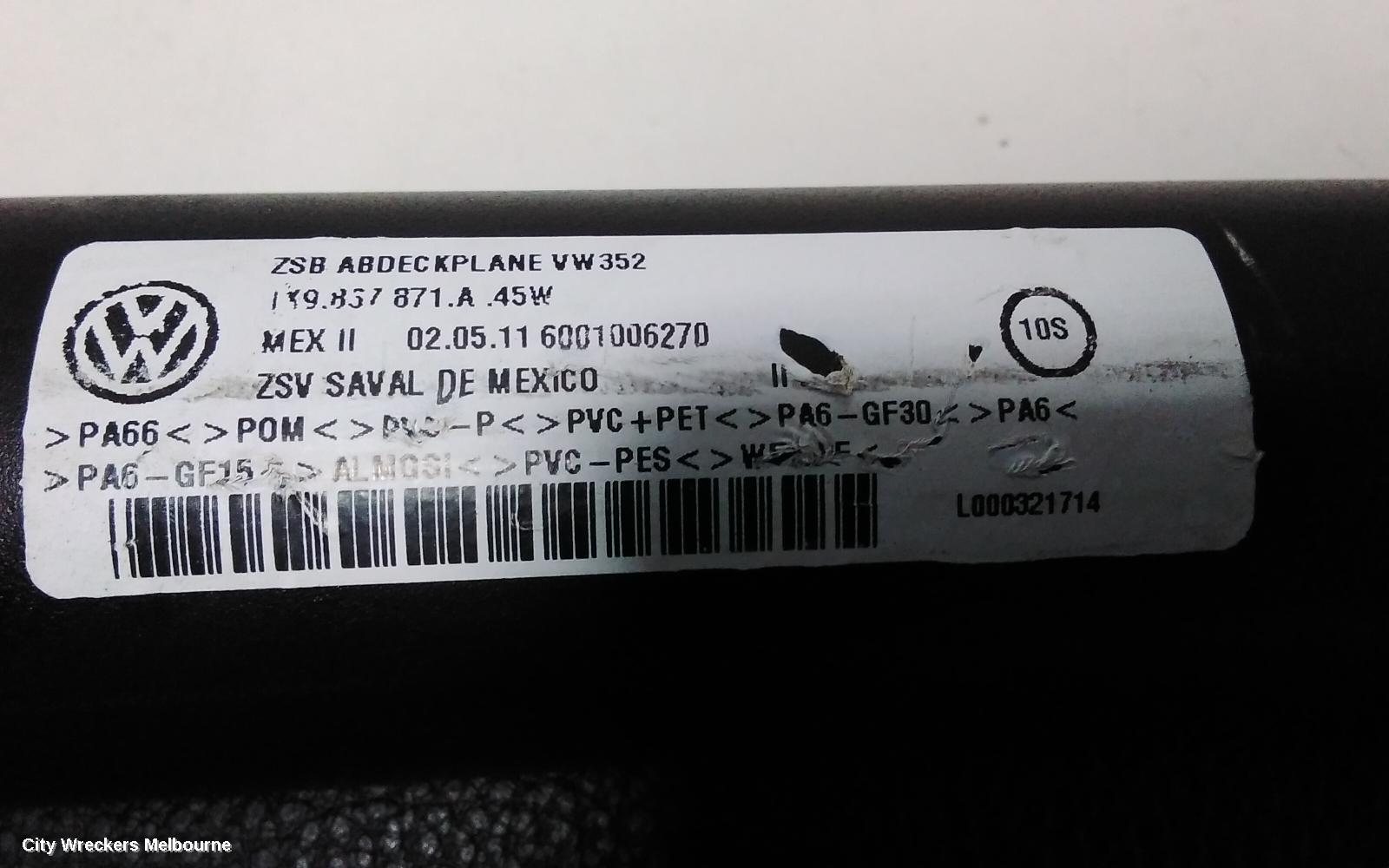 VOLKSWAGEN GOLF PARCEL SHELF CARGO BLIND, GEN 6, WAGON, 09/2009 - 03/2013