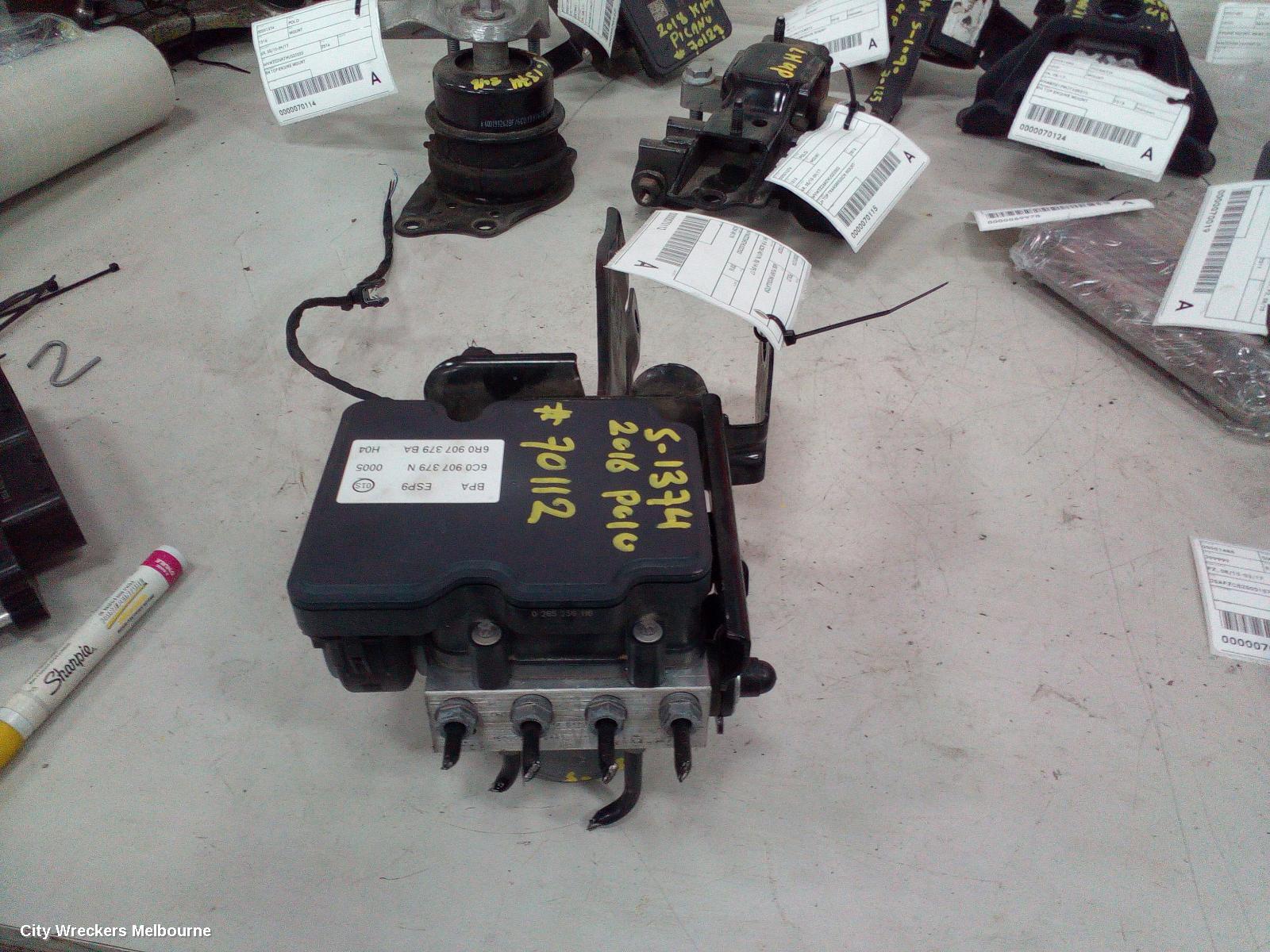 VOLKSWAGEN POLO ABS PUMP/MODULATOR, 6R, P/N 6C0614517N, 05/2014 - 09/2017