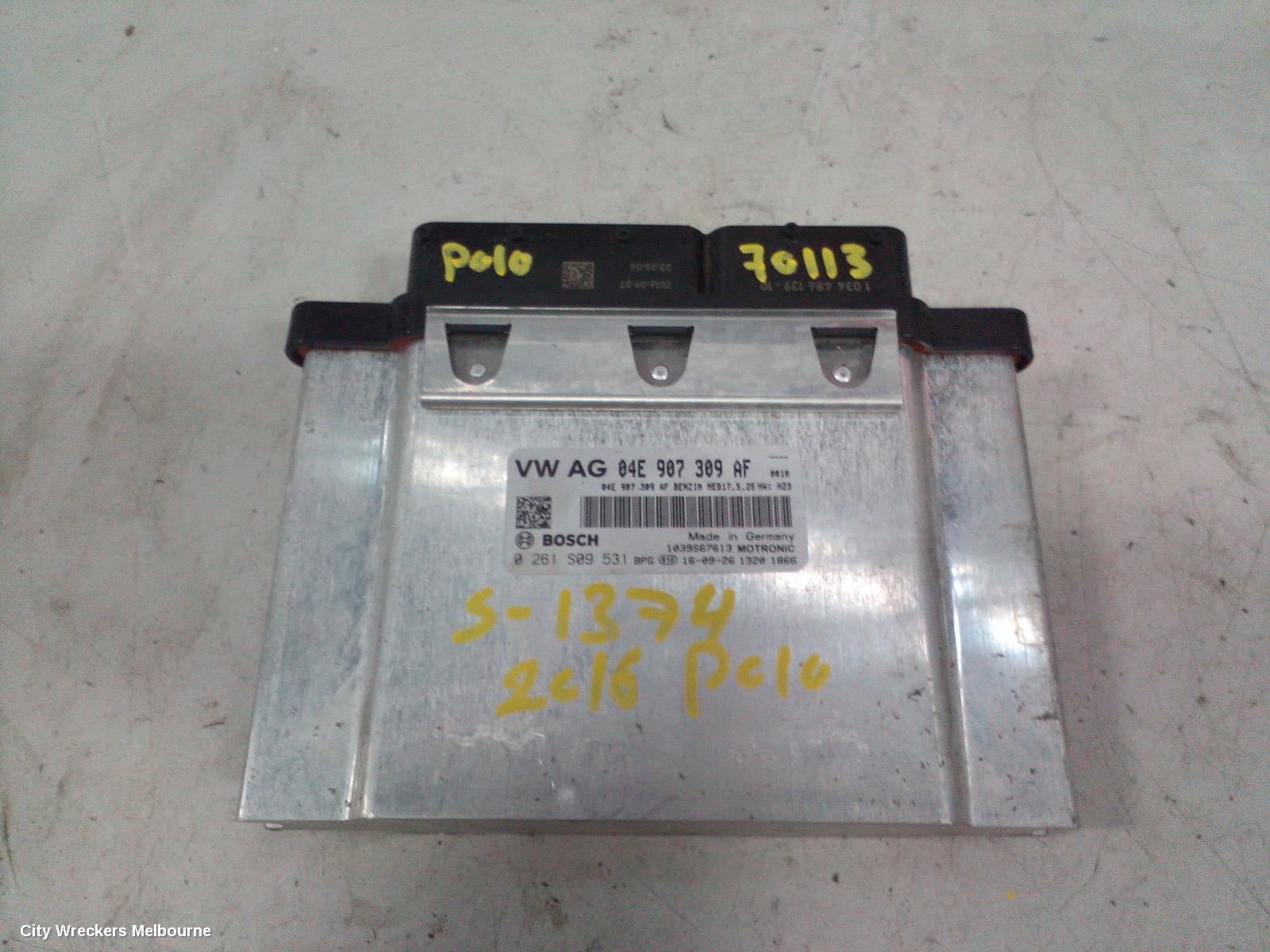 VOLKSWAGEN POLO ECU, ENGINE ECU, 1.2, PETROL, CJZD CODE, ECU ONLY, 6R, 05/2014 - 09/2017