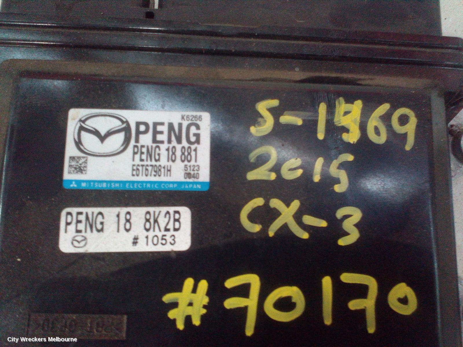 MAZDA CX3 ECU, ENGINE ECU, 2.0, PETROL, ECU ONLY, P/N PS1X18881, DK, 03/2015 ONWARDS