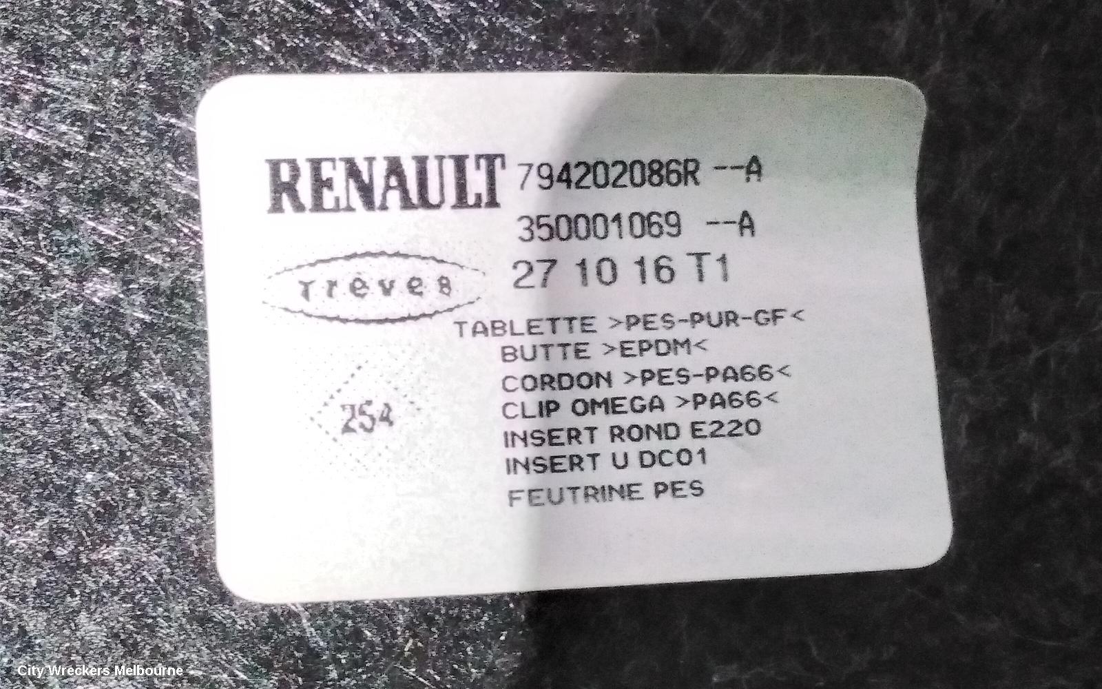 RENAULT MEGANE PARCEL SHELF CARGO BLIND, GEN 4, 06/2016 - 02/2020