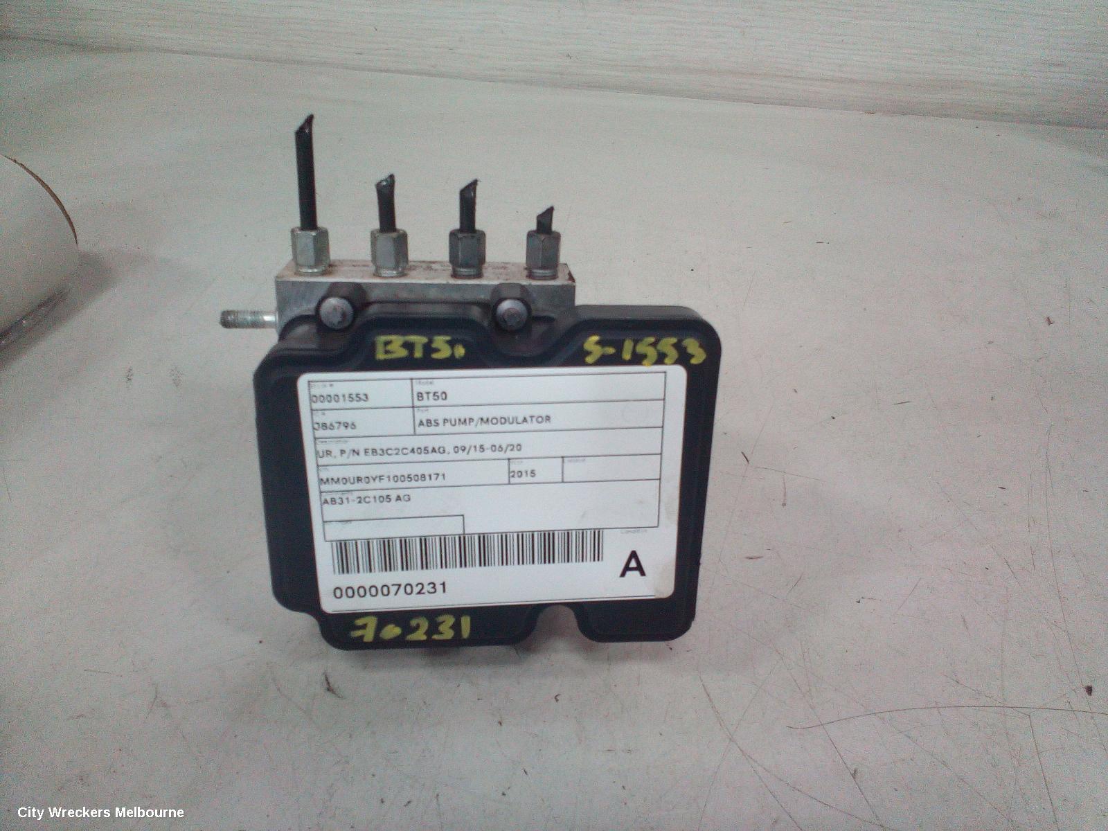 MAZDA BT50 ABS PUMP/MODULATOR, UR, P/N EB3C2C405AG, 09/2015 - 06/2020