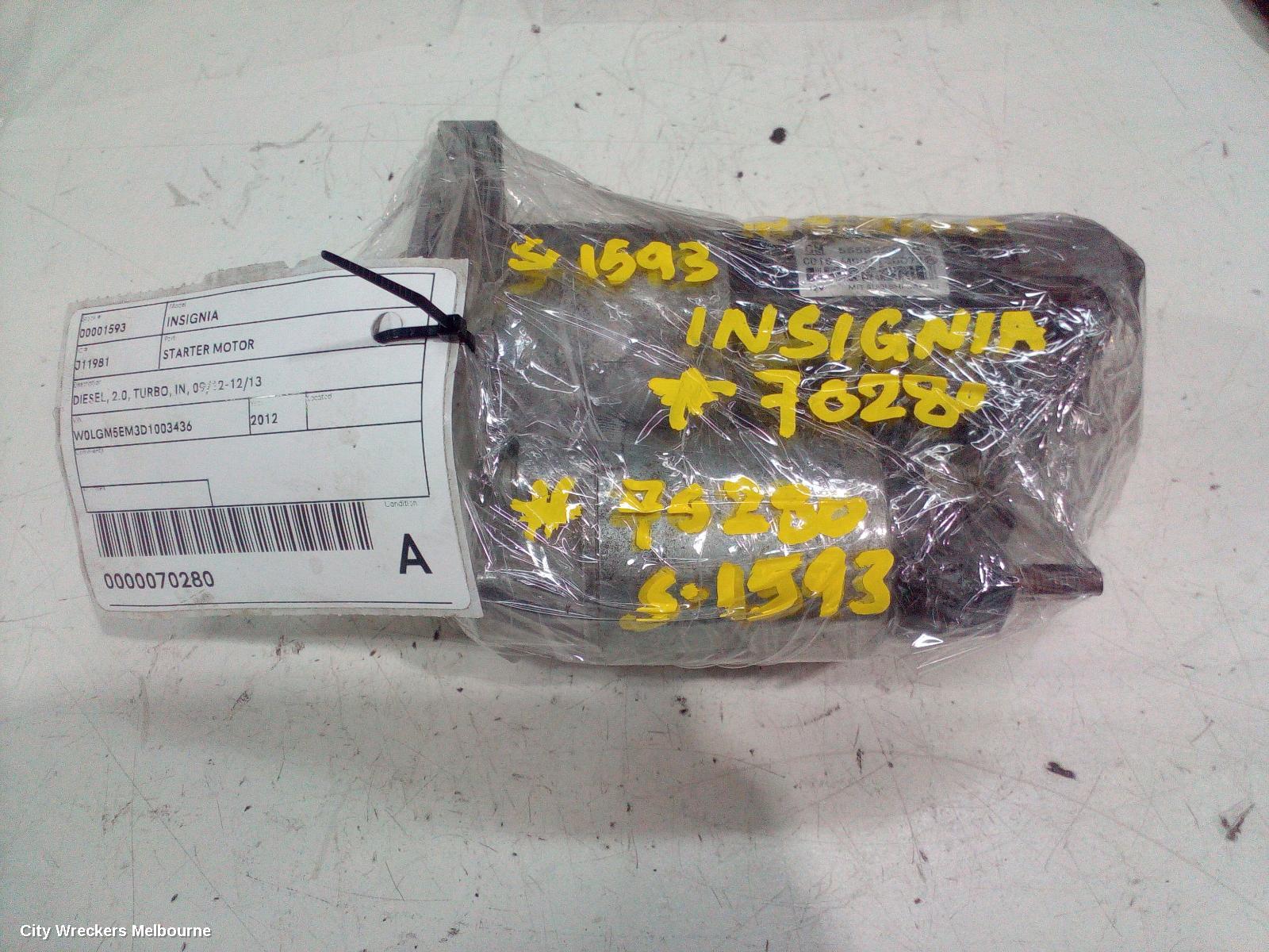 OPEL INSIGNIA STARTER, DIESEL, 2.0, TURBO, IN, 09/2012 - 12/2013