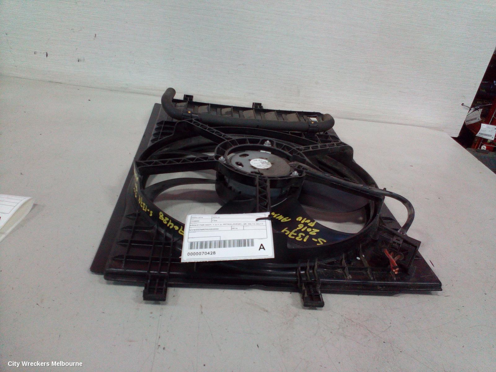 VOLKSWAGEN POLO FAN, SINGLE FAN ASSY, 1.2/1.6, PETROL/DIESEL, 6R, 05/2010 - 09/2017