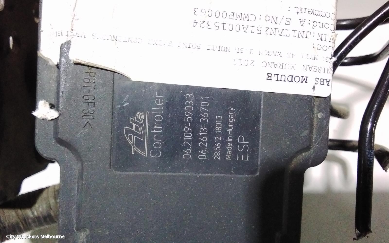 NISSAN MURANO ABS PUMP/MODULATOR, Z51, 05/2010 - 12/2014