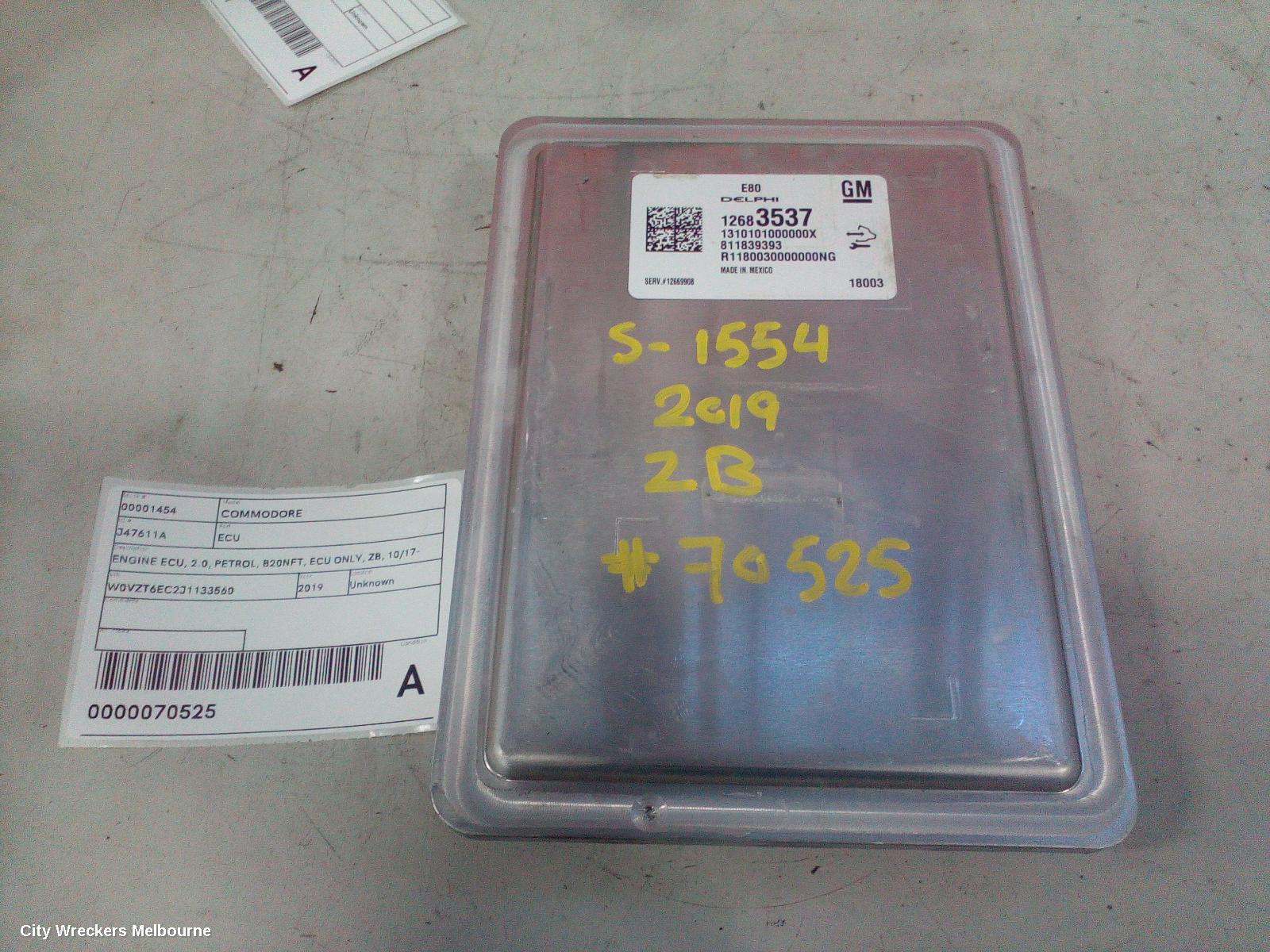 HOLDEN COMMODORE ECU, ENGINE ECU, 2.0, PETROL, B20NFT, ECU ONLY, ZB, 10/2017 - 12/2020