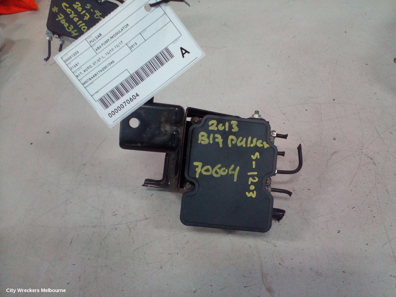 NISSAN PULSAR ABS PUMP/MODULATOR, B17, AUTO, ST/ST-L, 12/2012 - 12/2017