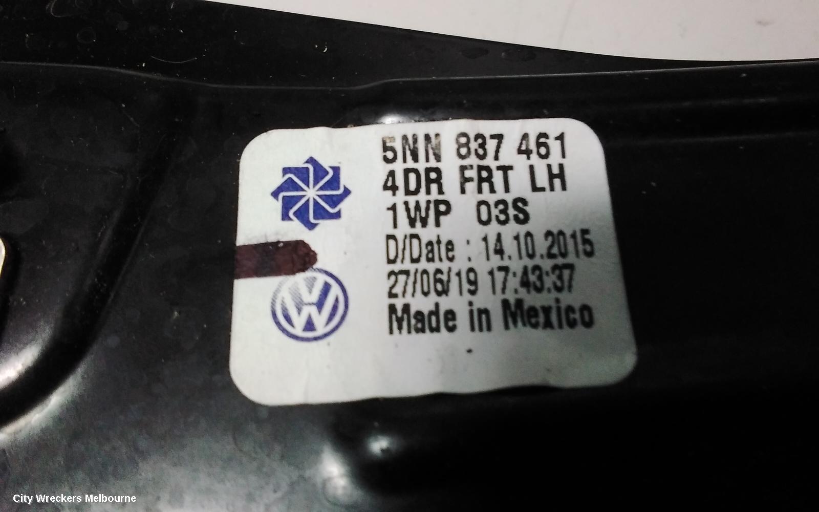 VOLKSWAGEN TIGUAN LEFT FRONT WINDOW REG/MOTOR, DOOR REG ASSY (REG AND MOTOR), 5NA, 06/2016 ONWARDS