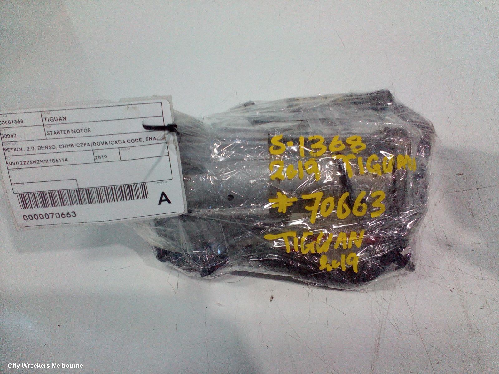 VOLKSWAGEN TIGUAN STARTER, PETROL, 2.0, DENSO, CHHB/CZPA/DGVA/CXDA CODE, 5NA, 06/2016 ONWARDS