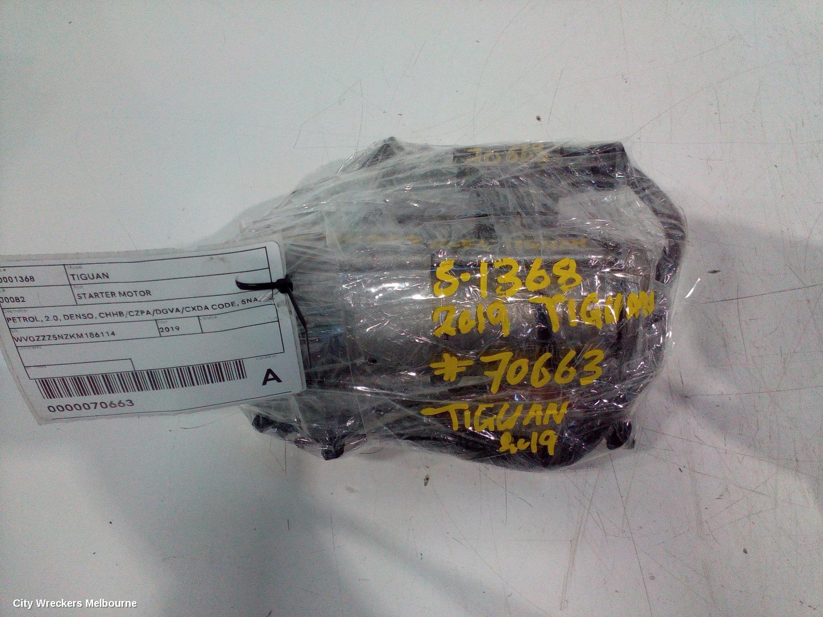 VOLKSWAGEN TIGUAN STARTER, PETROL, 2.0, DENSO, CHHB/CZPA/DGVA/CXDA CODE, 5NA, 06/2016 ONWARDS