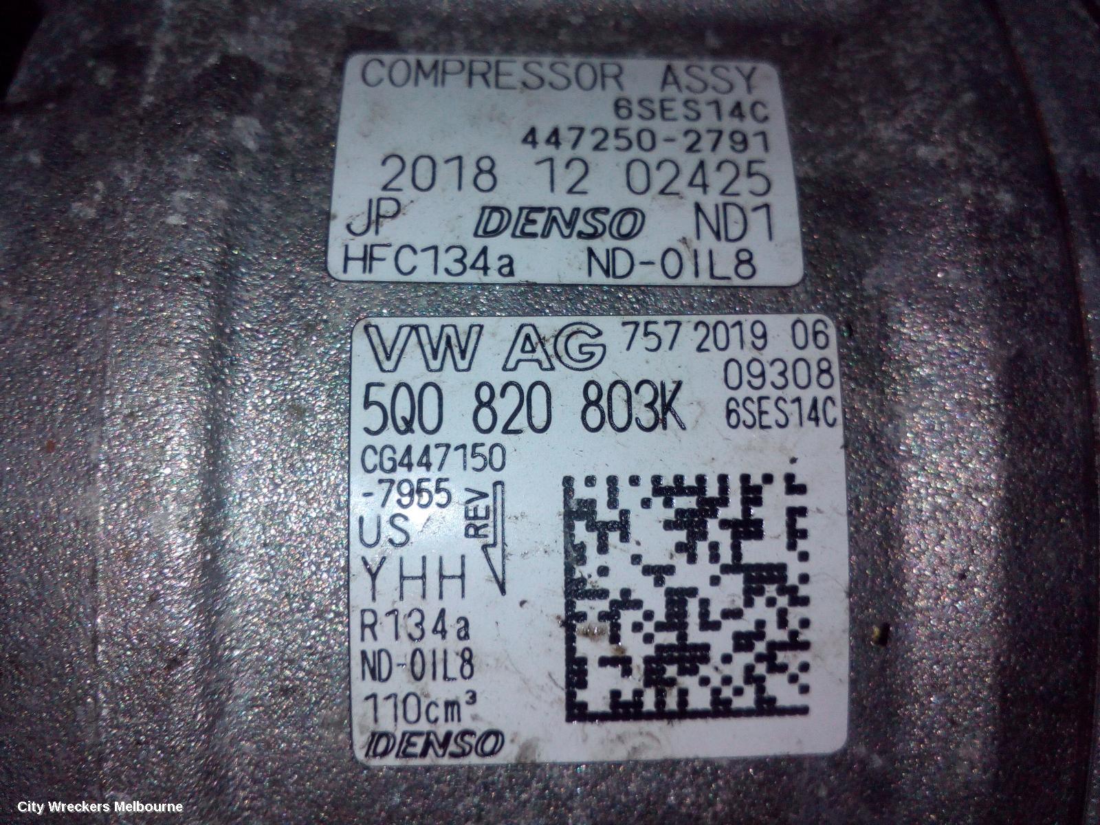 VOLKSWAGEN TIGUAN A/C COMPRESSOR, 5NA, 2.0, PETROL, 06/2016 ONWARDS