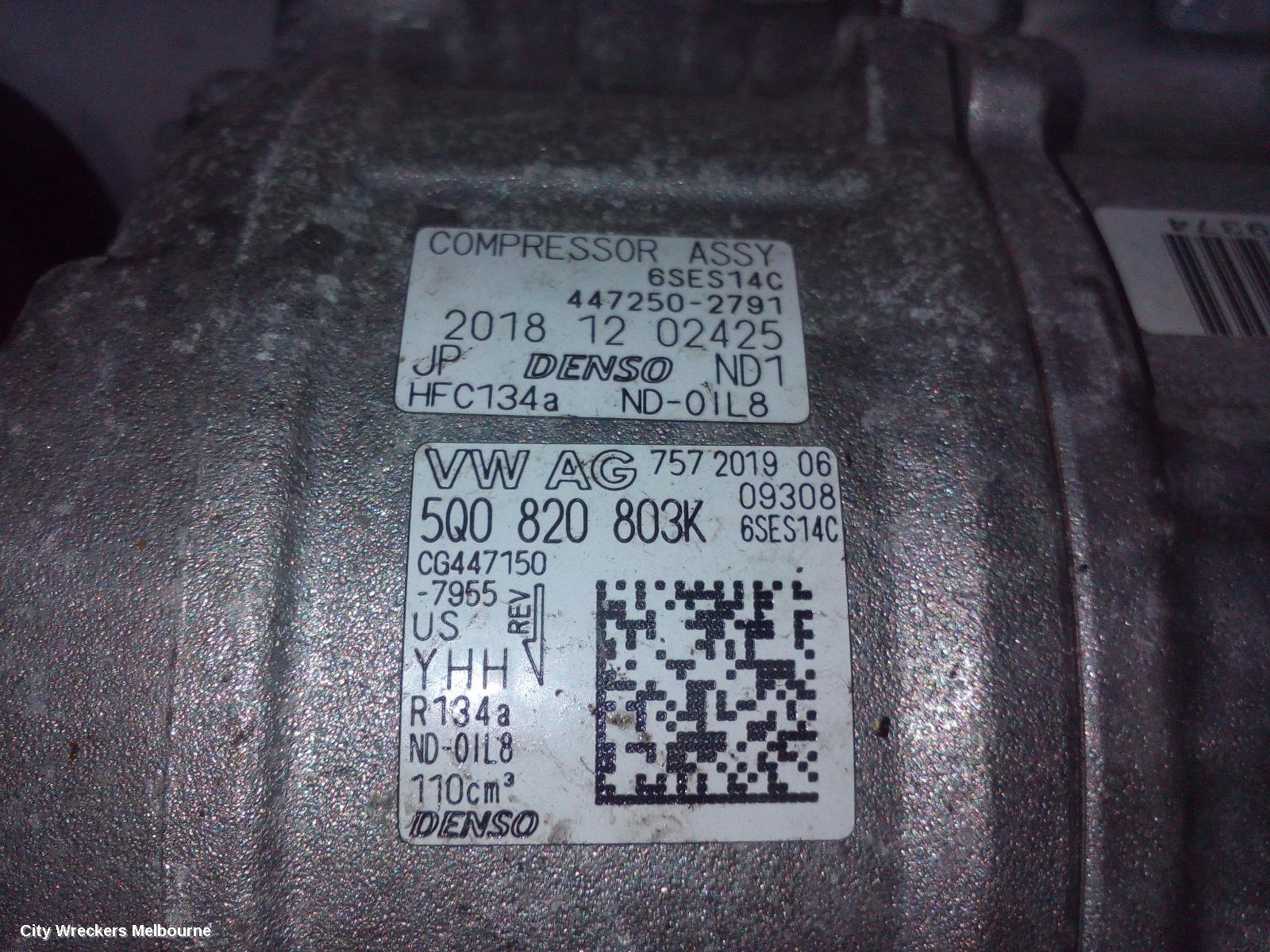 VOLKSWAGEN TIGUAN A/C COMPRESSOR, 5NA, 2.0, PETROL, 06/2016 ONWARDS