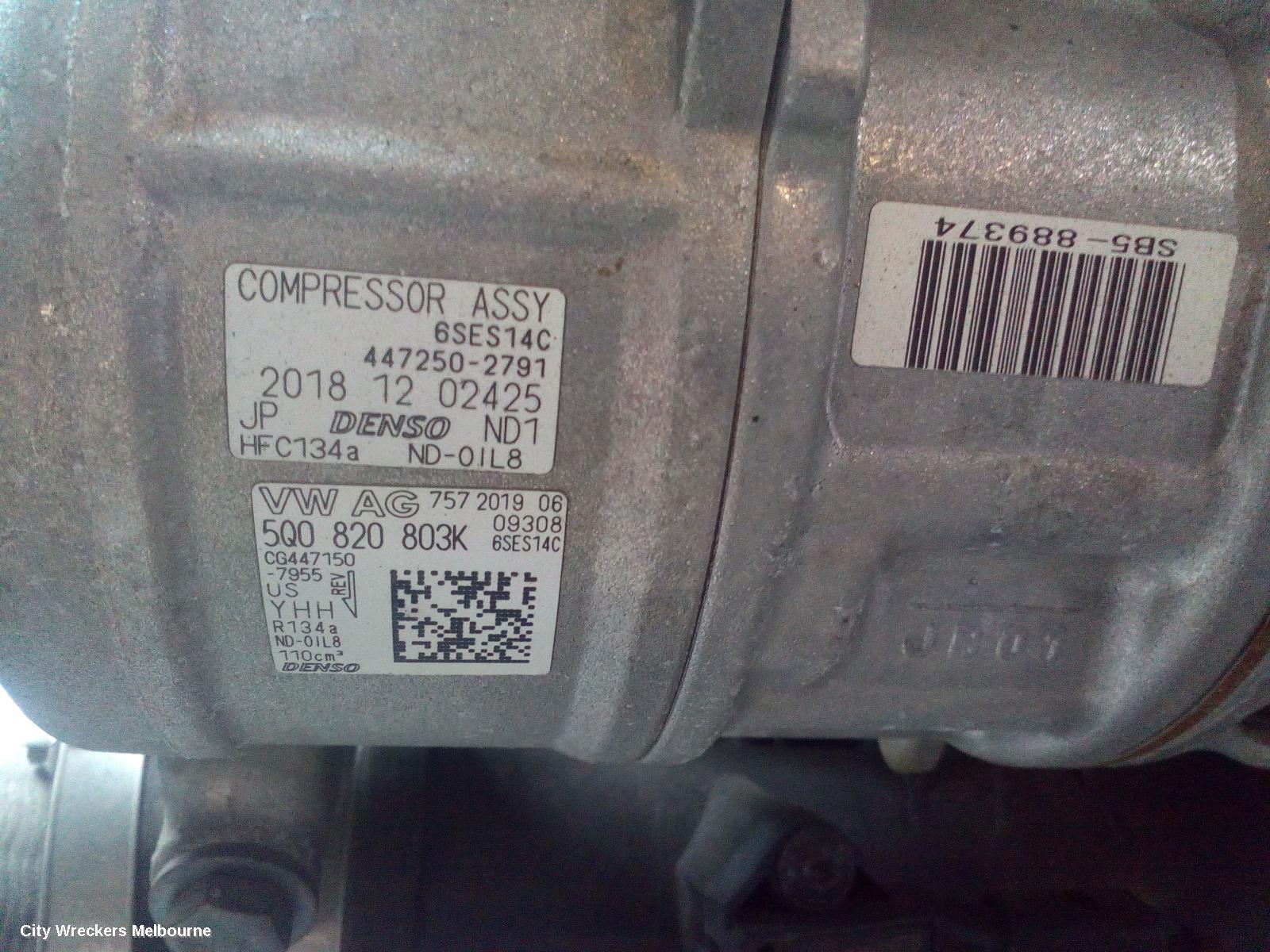 VOLKSWAGEN TIGUAN A/C COMPRESSOR, 5NA, 2.0, PETROL, 06/2016 ONWARDS