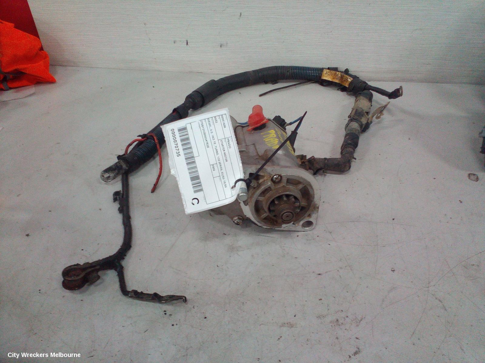 TOYOTA PRADO STARTER, DIESEL, 3.0, 1KZ-TE, TURBO, 120 SERIES, 02/2003 - 10/2006
