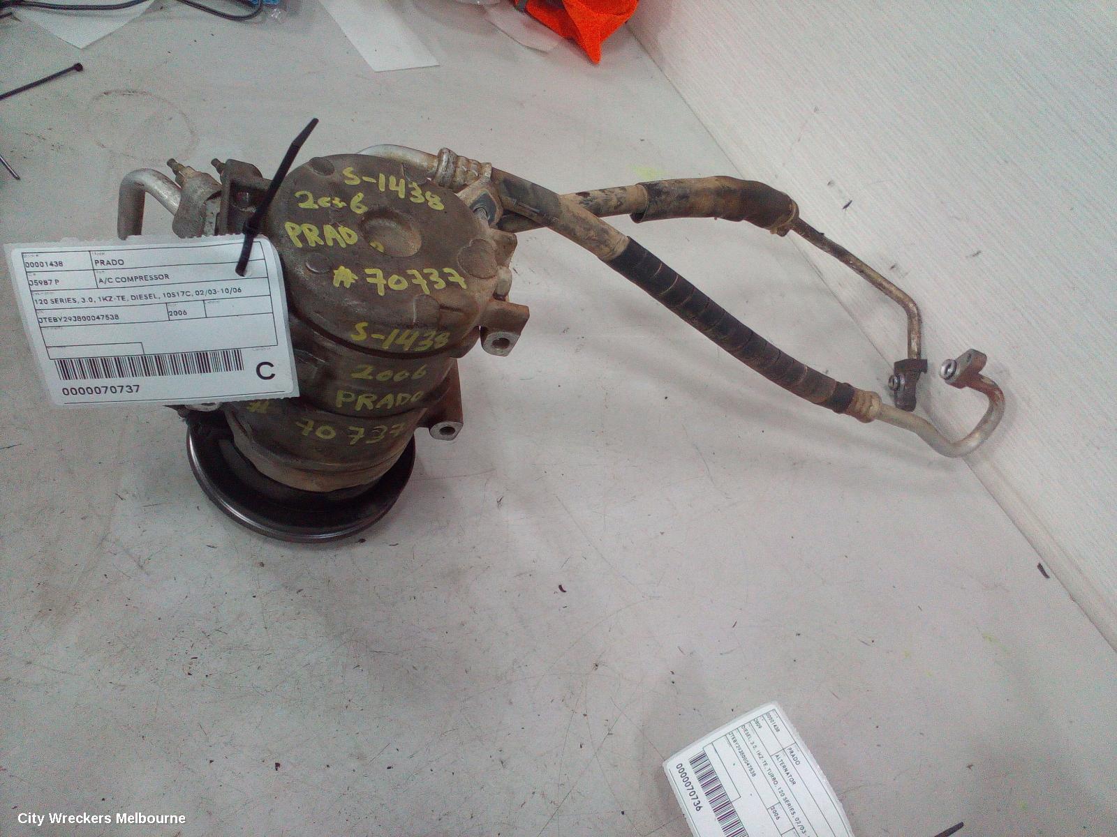 TOYOTA PRADO A/C COMPRESSOR, 120 SERIES, 3.0, 1KD-FTV, DIESEL, NON CLIMATE CONTROL TYPE, 11/2006 - 10/2009