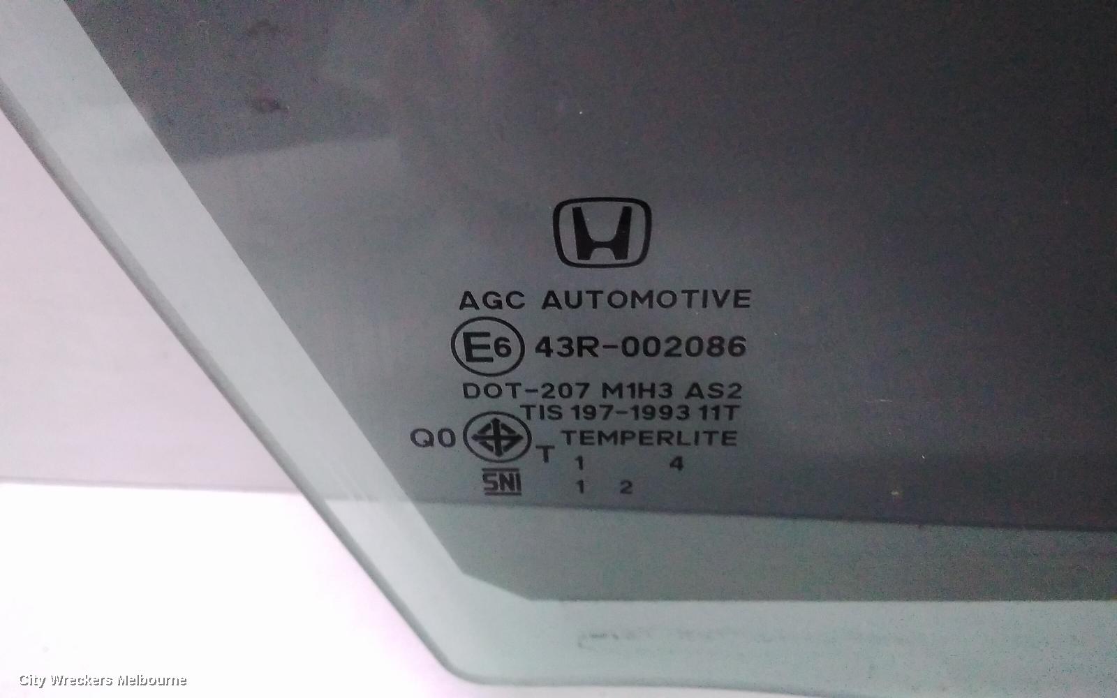 HONDA CIVIC RIGHT FRONT DOOR WINDOW, 9TH GEN, SEDAN (VIN MRHFB), 02/2012 - 04/2016