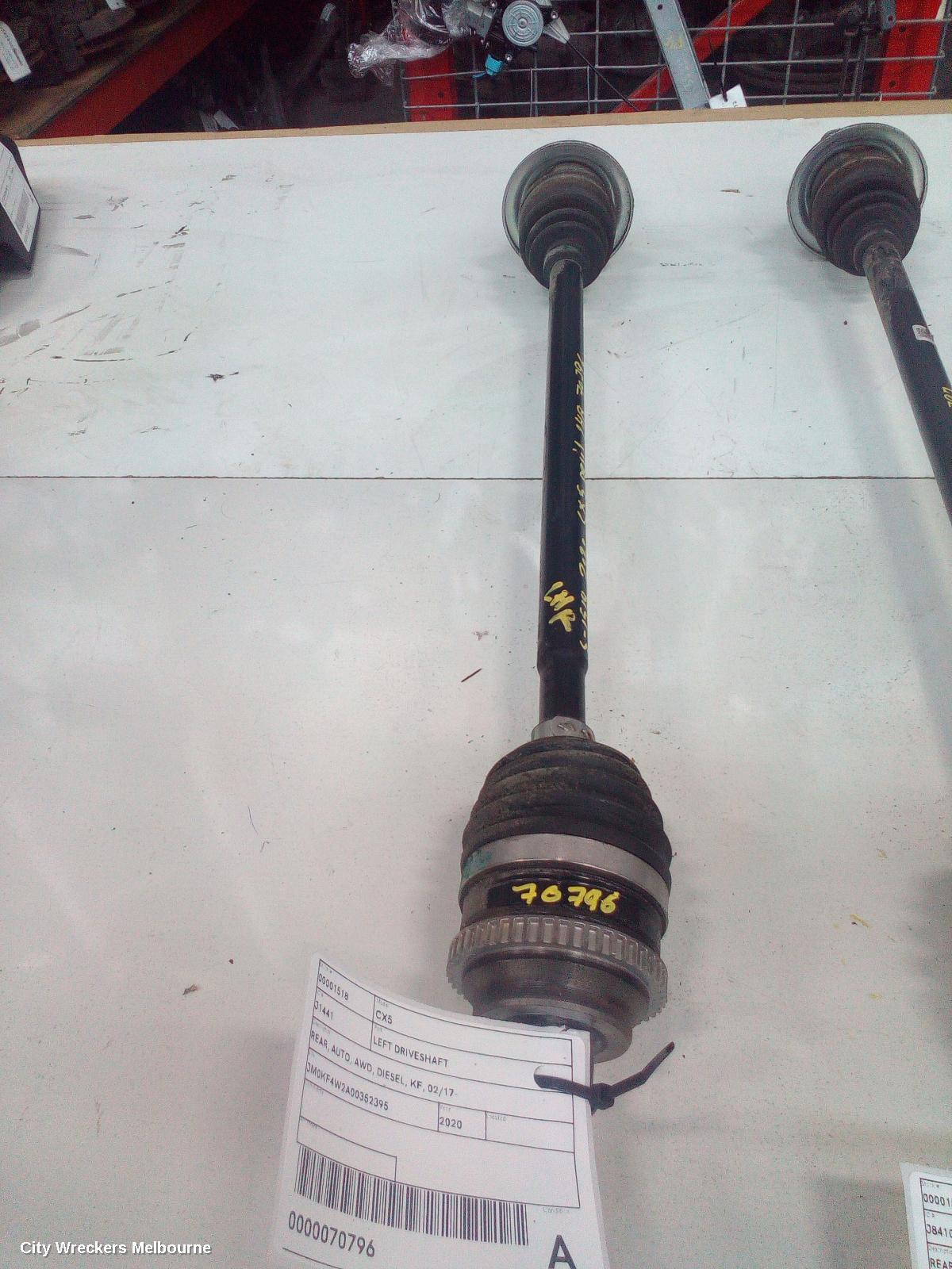 MAZDA CX5 LEFT DRIVESHAFT, REAR, AUTO, AWD, DIESEL, KF, 02/2017 ONWARDS