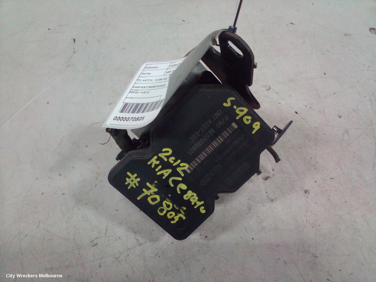 KIA CERATO ABS PUMP/MODULATOR, TD, HATCH, 10/2008 - 03/2013
