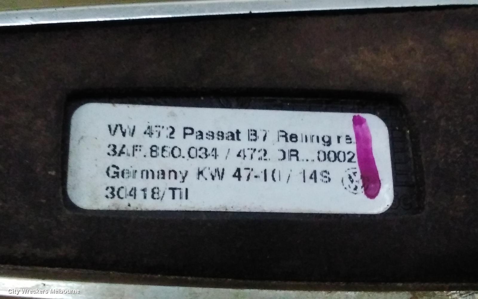 VOLKSWAGEN PASSAT ROOF RAIL, 3C/MK6, 03/2006 - 06/2012