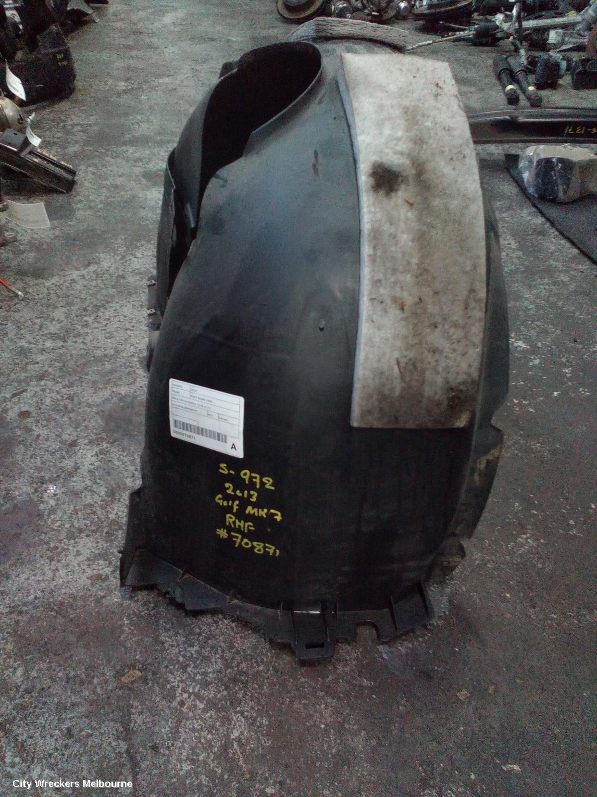 VOLKSWAGEN GOLF RIGHT GUARD LINER, GEN 6, HATCH/CABRIO, 12/2008 - 01/2016