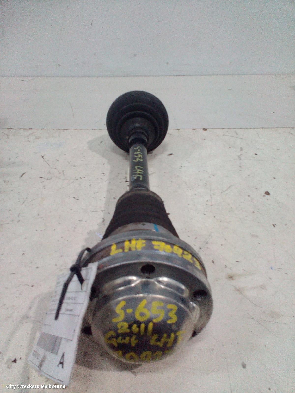 VOLKSWAGEN GOLF LEFT DRIVESHAFT, FRONT, AUTO T/M, DIESEL, 1.6, GEN 6, 12/2008 - 03/2013