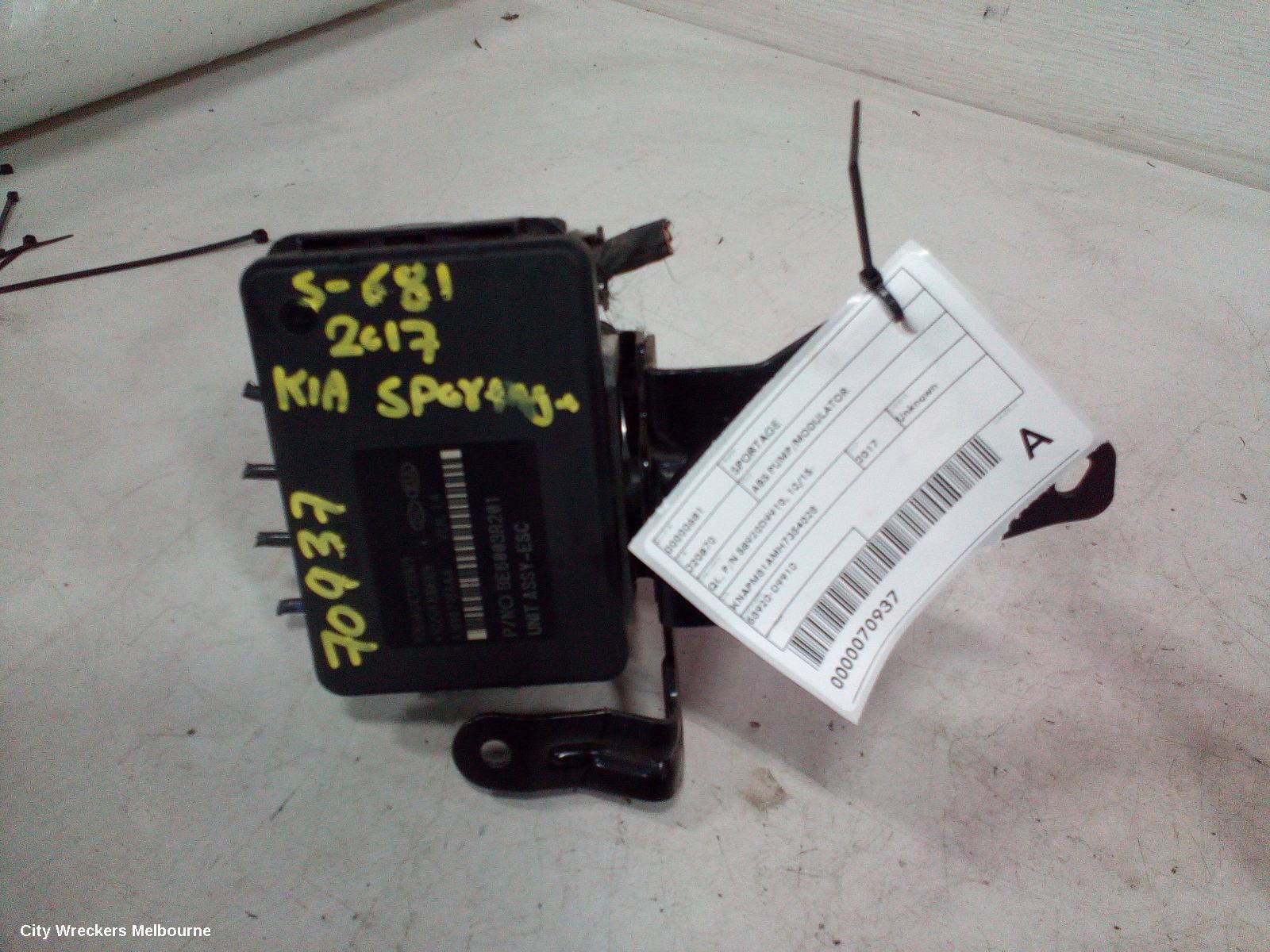 KIA SPORTAGE ABS PUMP/MODULATOR, QL, P/N 58920D9910, 10/2015 ONWARDS