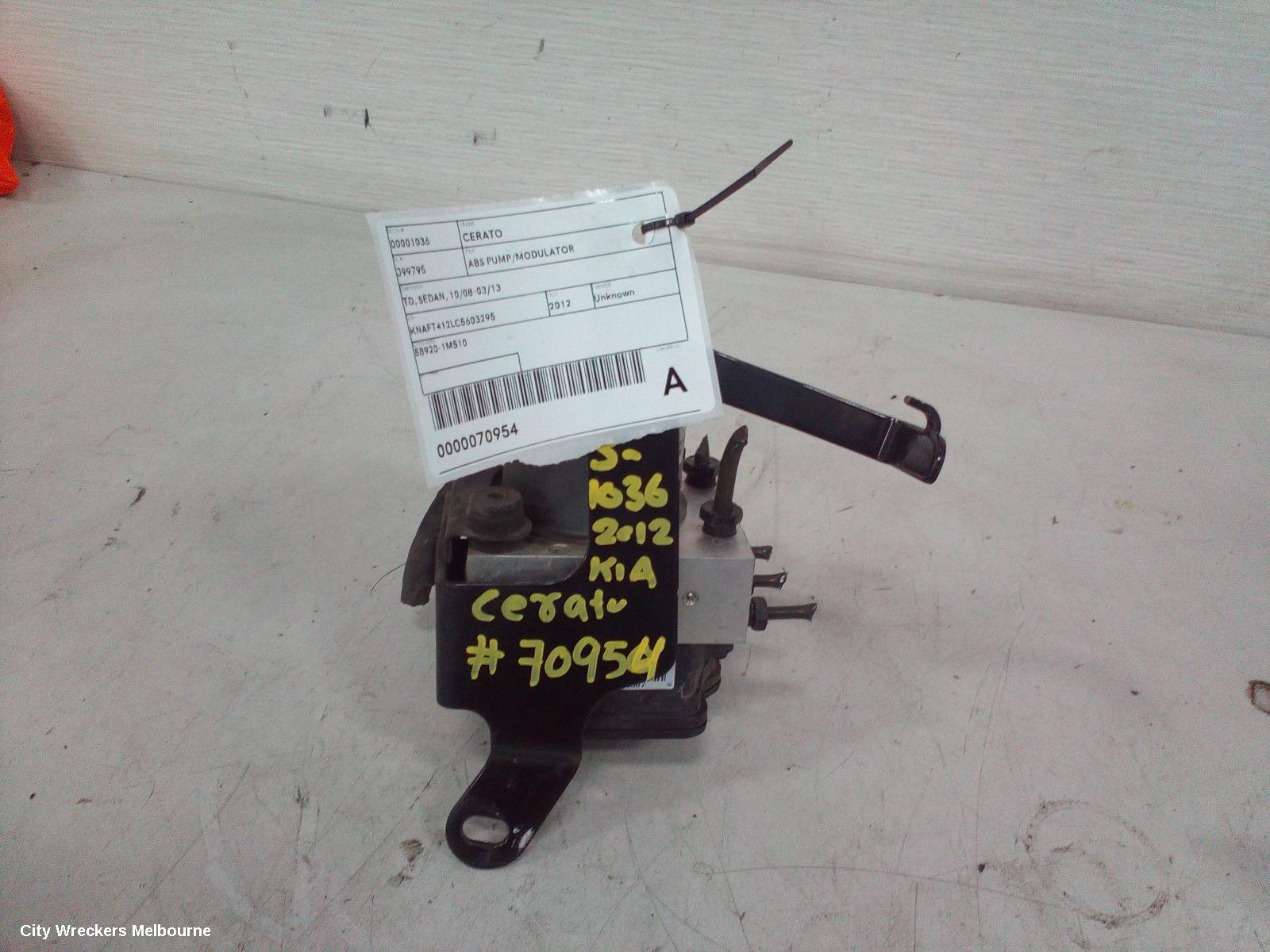 KIA CERATO ABS PUMP/MODULATOR, TD, SEDAN, 10/2008 - 03/2013