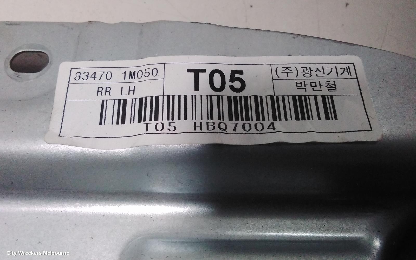 KIA CERATO LEFT REAR WND REG/MOTOR, TD, SEDAN/HATCH, 10/2008 - 03/2013