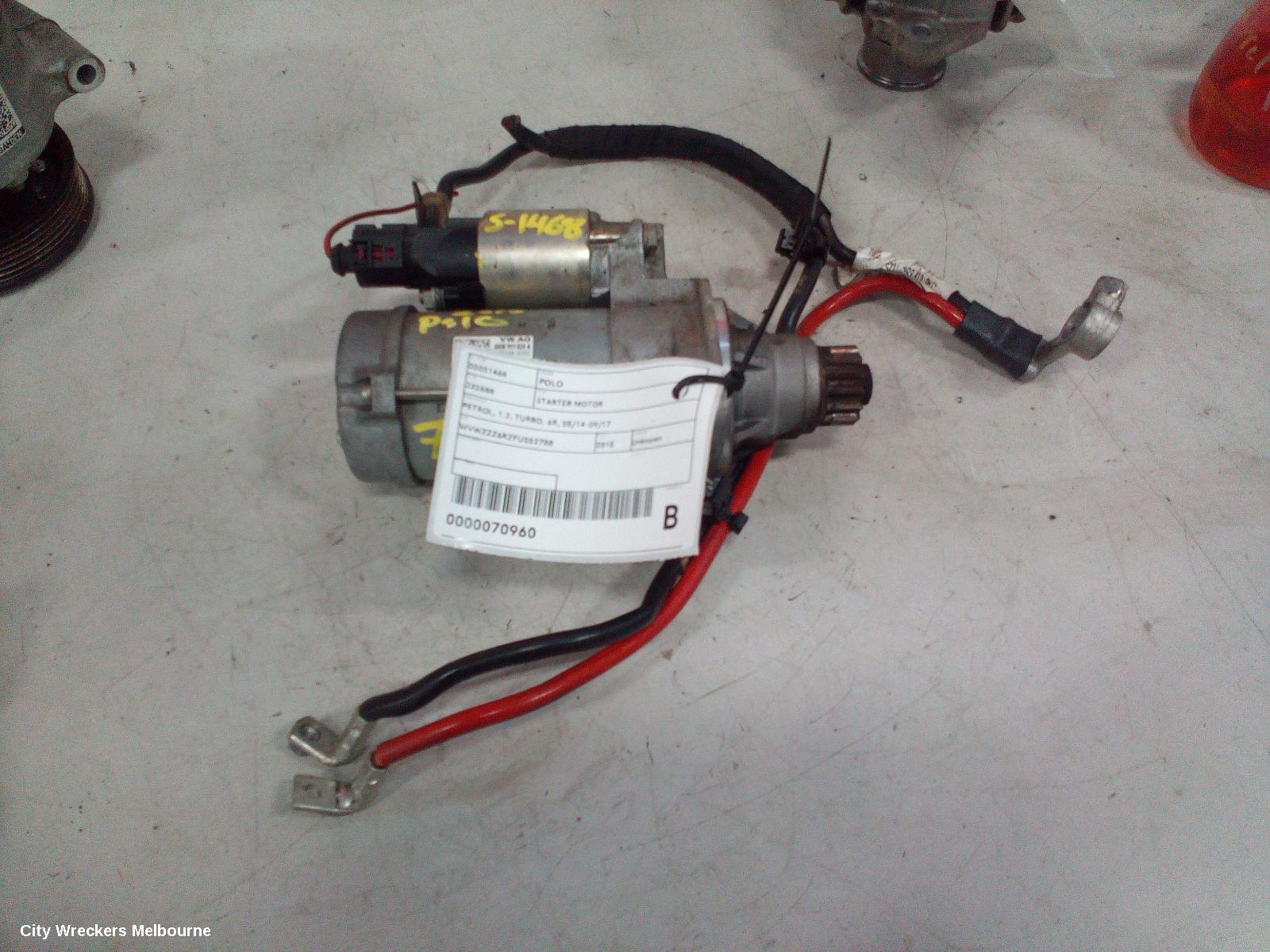 VOLKSWAGEN POLO STARTER, PETROL, 1.2, TURBO, 6R, 05/2014 - 09/2017