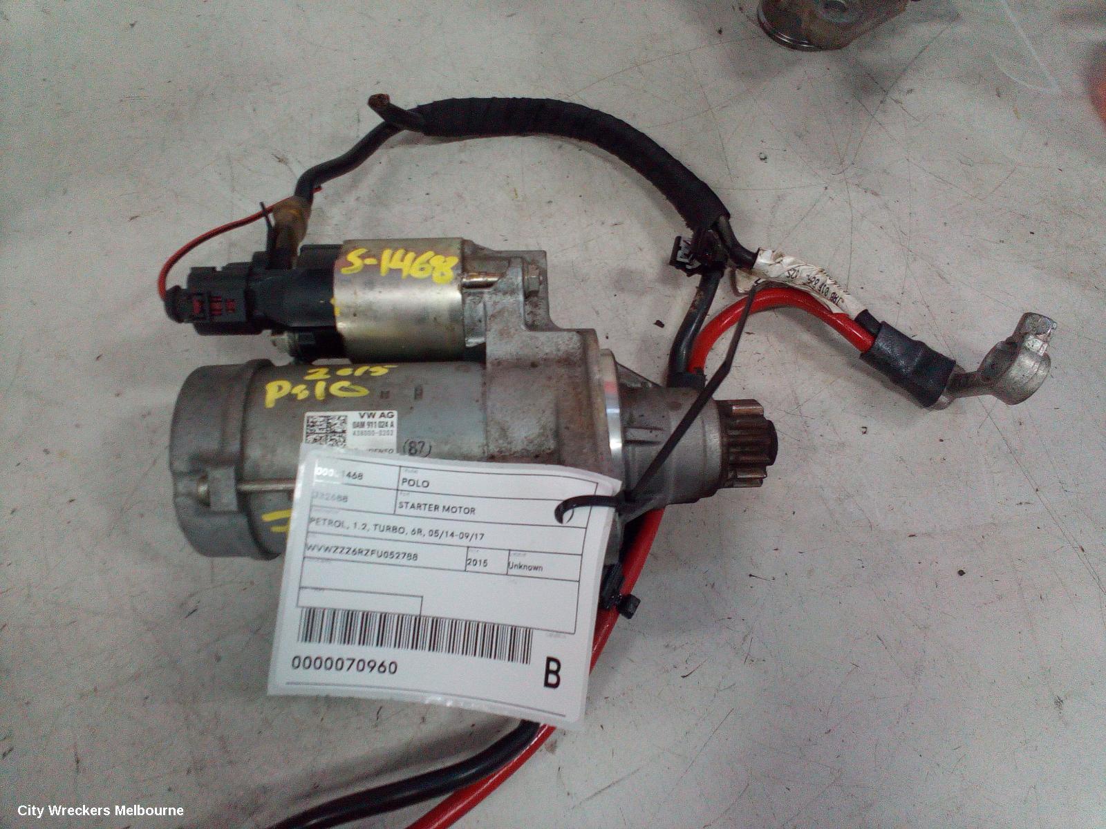 VOLKSWAGEN POLO STARTER, PETROL, 1.2, TURBO, 6R, 05/2014 - 09/2017