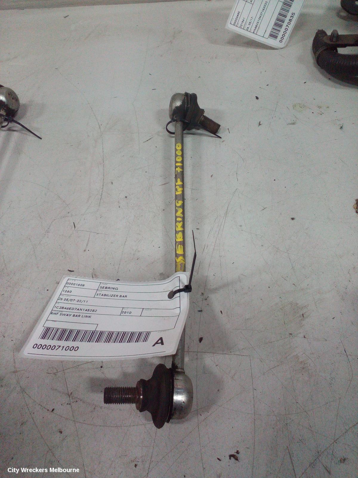 CHRYSLER SEBRING STABILISER BAR, JS, 05/2007 - 02/2011