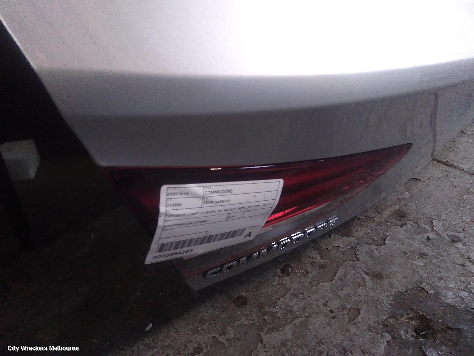 HOLDEN COMMODORE REAR GARNISH, TAILGATE LAMP (LH SIDE), ZB, HATCH, NON LED TYPE, 10/2017 - 12/2020