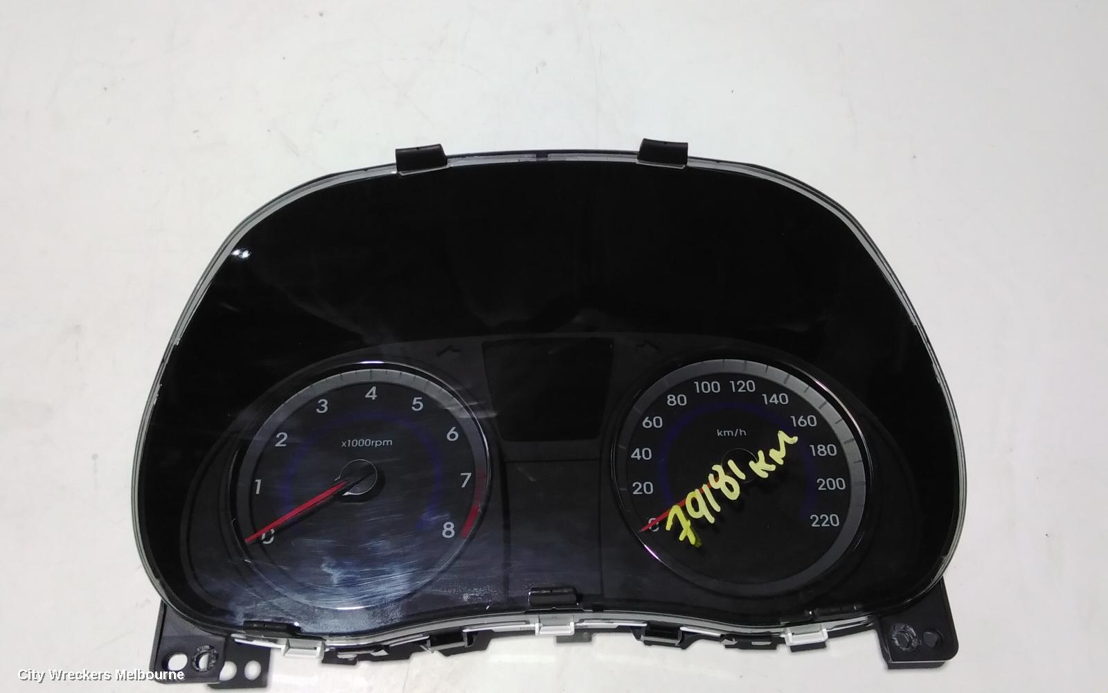HYUNDAI ACCENT INSTRUMENT CLUSTER, PETROL, AUTO T/M, RB, 07/2011 - 12/2019