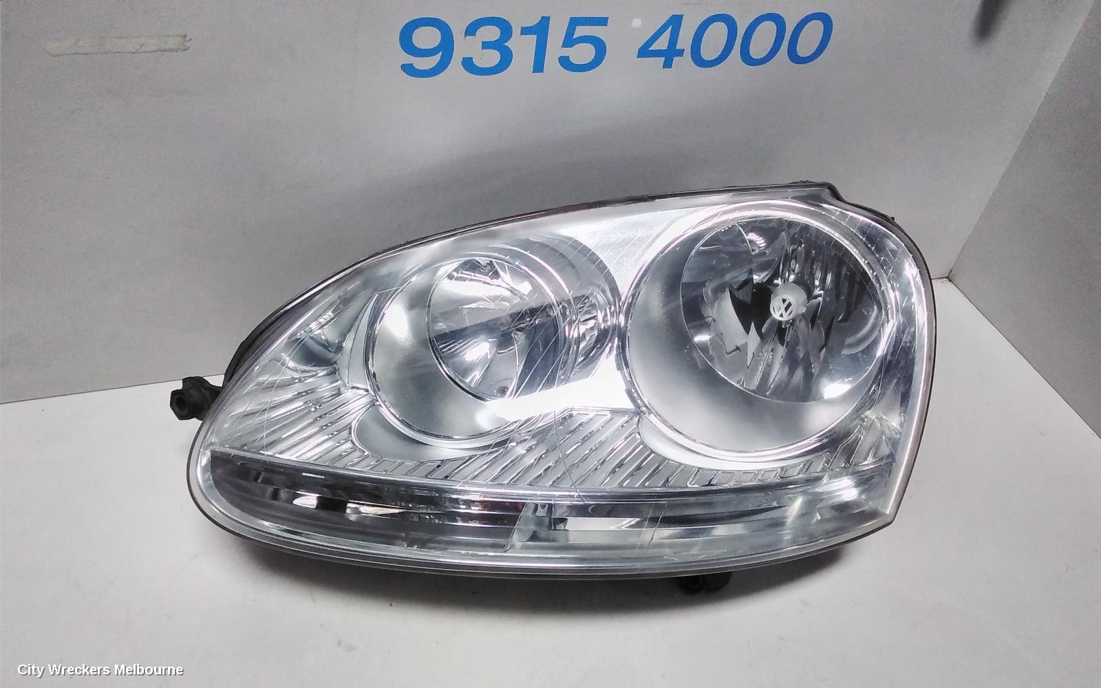 VOLKSWAGEN GOLF LEFT HEADLAMP, GEN 5, HALOGEN, CHROME INSERT TYPE, 07/2004 - 02/2009