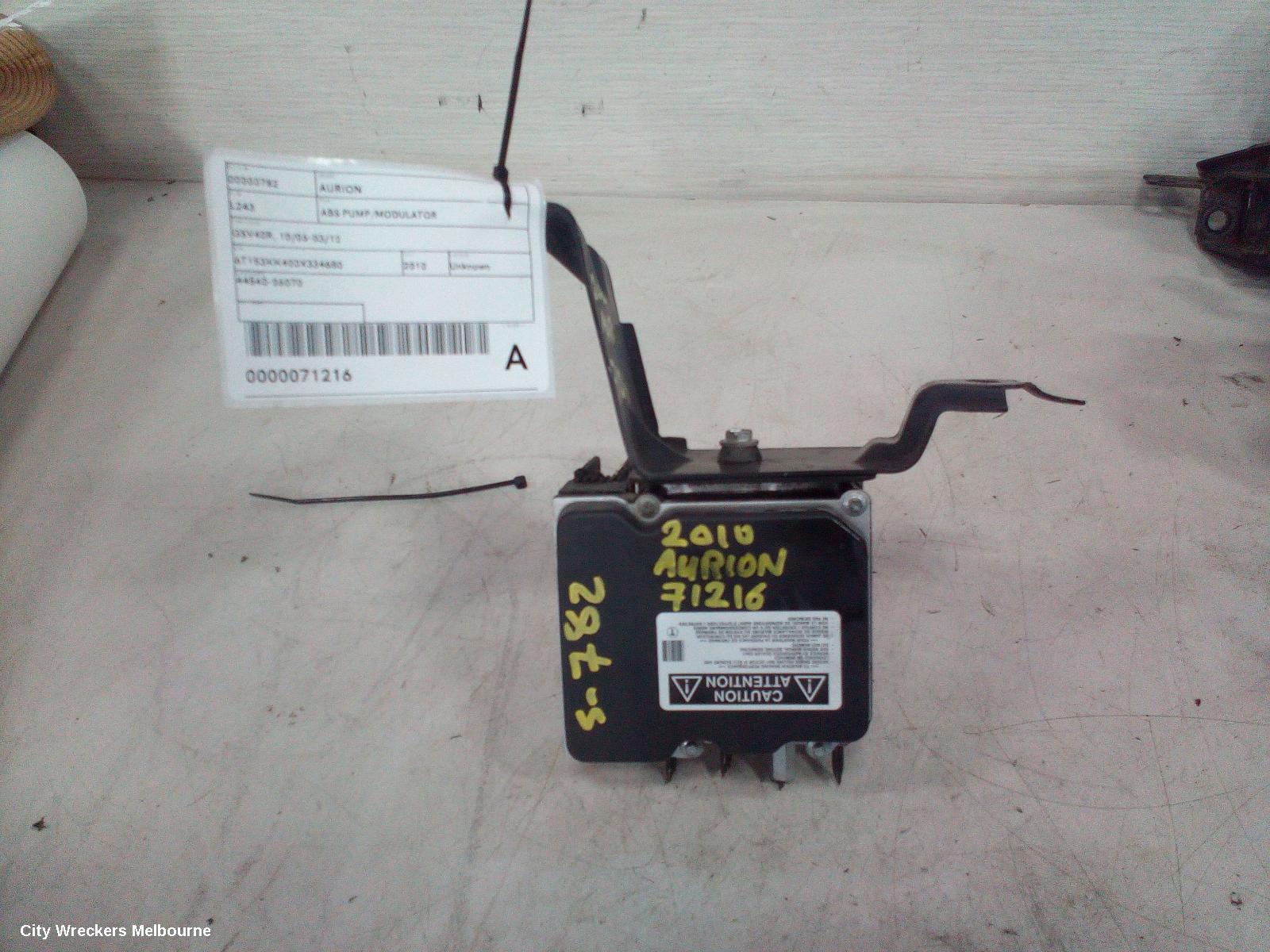 TOYOTA AURION ABS PUMP/MODULATOR, GSV40R, 10/2006 - 03/2012