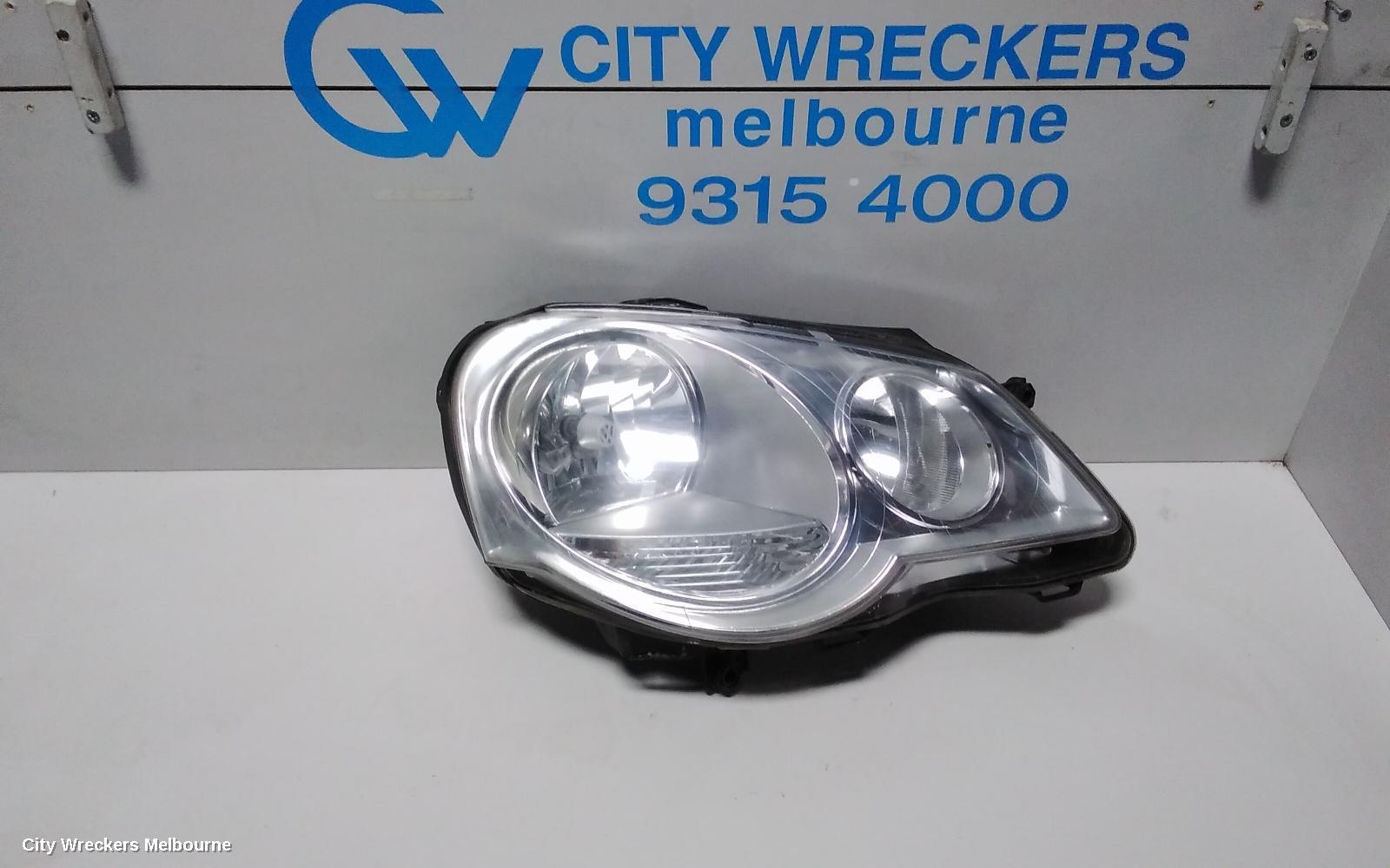 VOLKSWAGEN POLO RIGHT HEADLAMP, 9N, SILVER MASK TYPE, 11/2005 - 04/2010