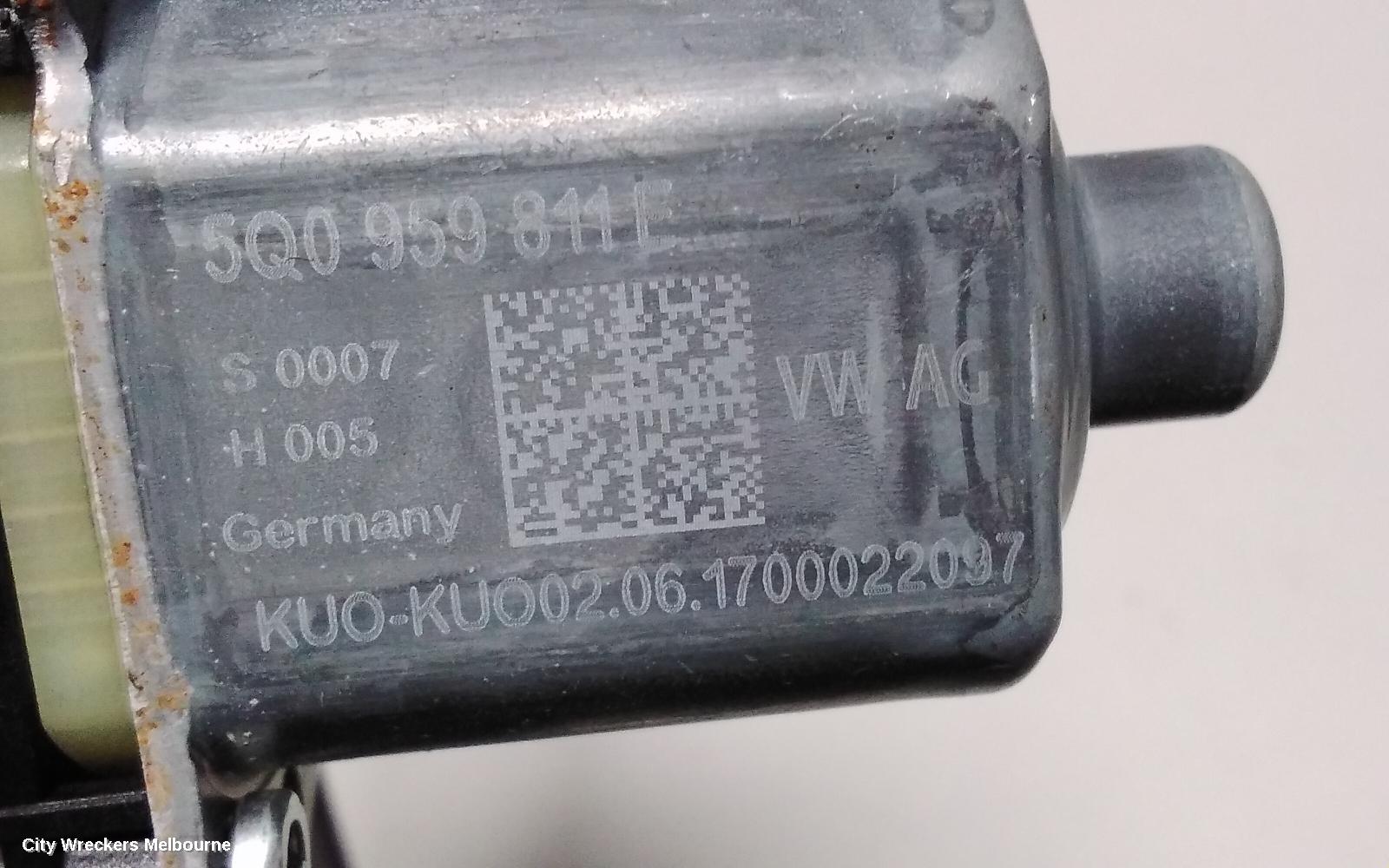 VOLKSWAGEN TIGUAN LEFT REAR WND REG/MOTOR, DOOR REG ASSY (REG AND MOTOR), 5NA, 06/2016 ONWARDS