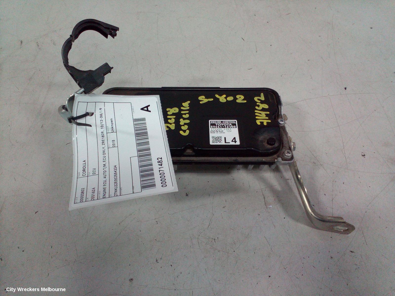 TOYOTA COROLLA ECU, ENGINE ECU, AUTO T/M, ECU ONLY, ZRE182R, 10/2012 - 06/2018