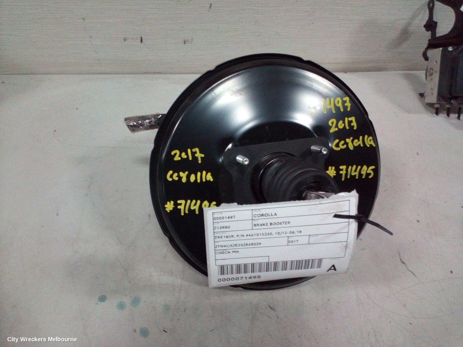 TOYOTA COROLLA BRAKE BOOSTER, ZRE182R, P/N 4461012J30, 10/2012 - 06/2018