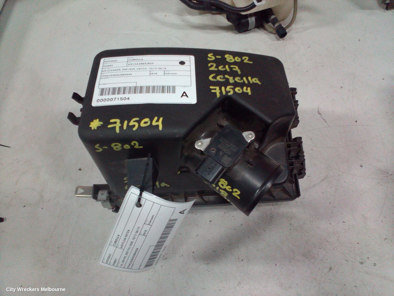 TOYOTA COROLLA AIR CLEANER/BOX, AIR CLEANER, ZRE182R, HATCH, 10/2012 - 06/2018
