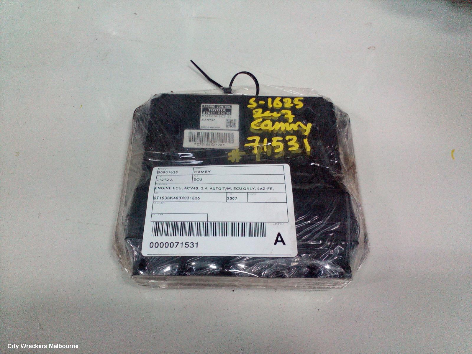 TOYOTA CAMRY ECU, ENGINE ECU, ACV40, 2.4, AUTO T/M, ECU ONLY, 2AZ-FE, 06/2006 - 11/2011