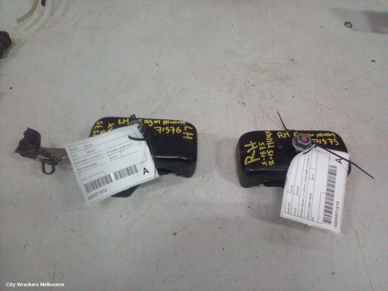 TOYOTA HILUX MOUNT, ENGINE MOUNT, 2.7, 2TR-FE, LH/RH SAME, 03/2005 - 08/2015