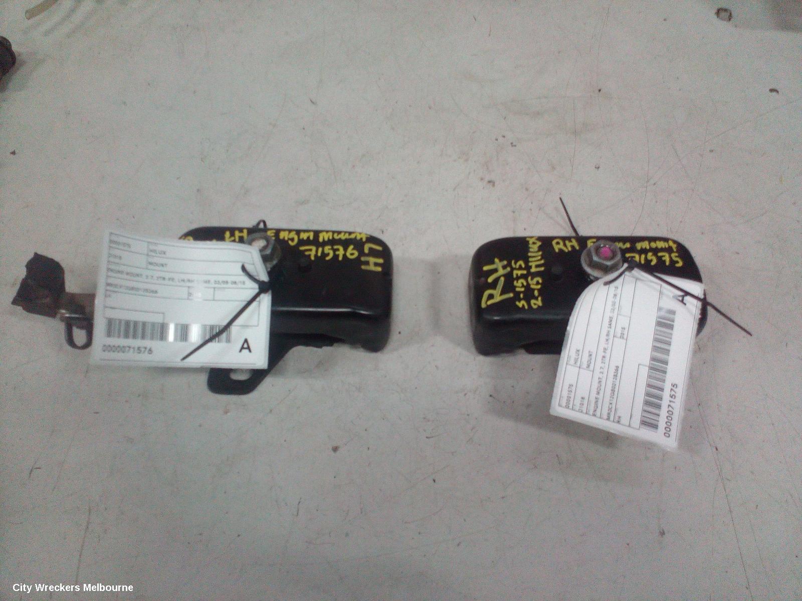 TOYOTA HILUX MOUNT, ENGINE MOUNT, 2.7, 2TR-FE, LH/RH SAME, 03/2005 - 08/2015