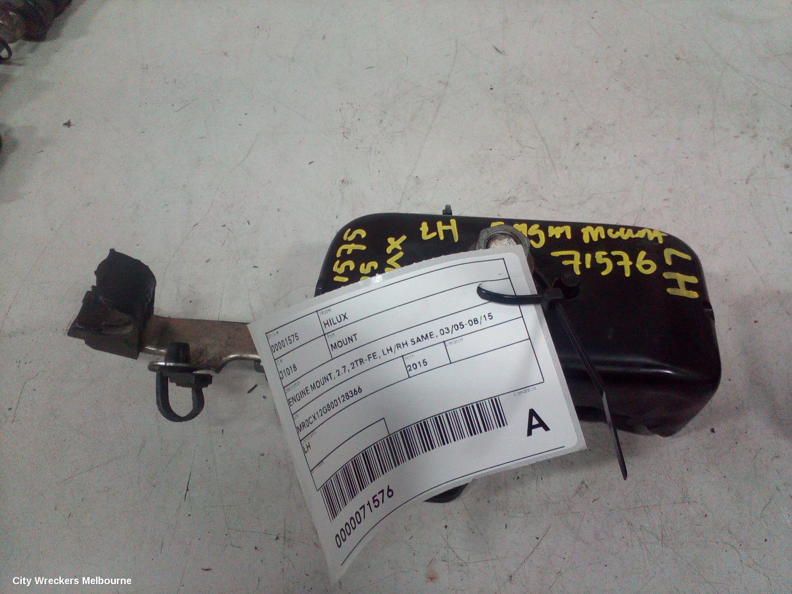 TOYOTA HILUX MOUNT, ENGINE MOUNT, 2.7, 2TR-FE, LH/RH SAME, 03/2005 - 08/2015