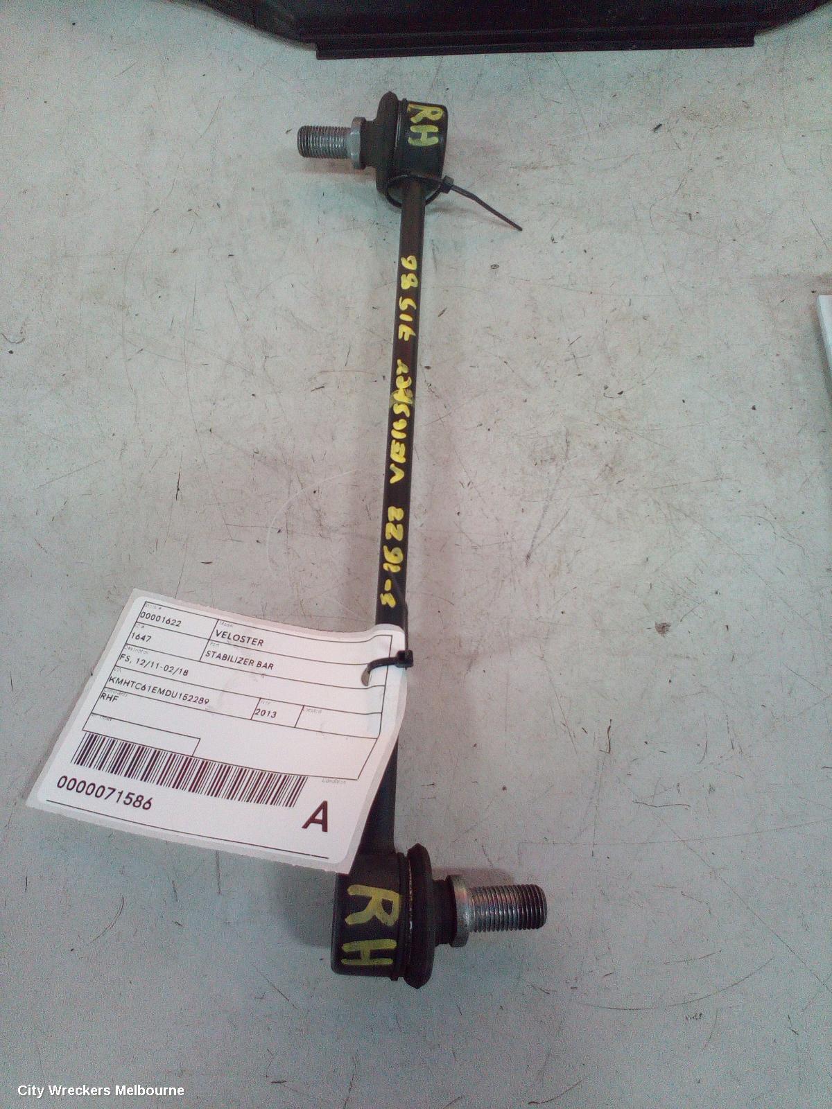 HYUNDAI VELOSTER STABILISER BAR, FS, 10/2011 - 08/2019