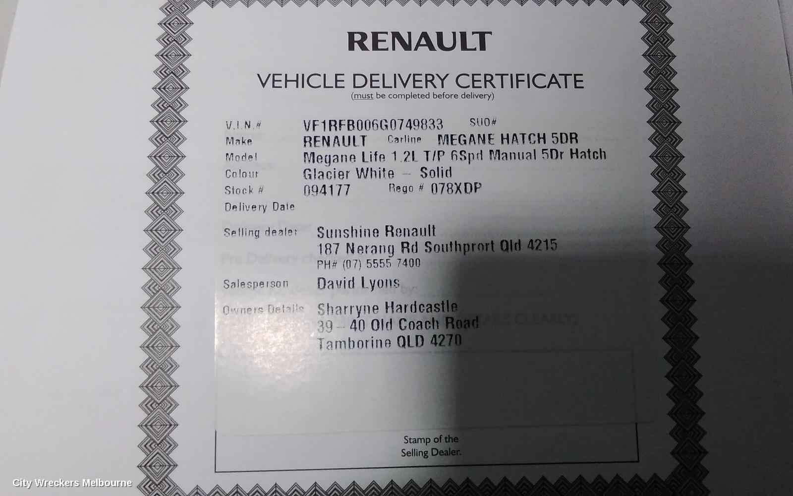 RENAULT MEGANE OWNERS HANDBOOK, GEN 4, 06/2016 - 02/2020