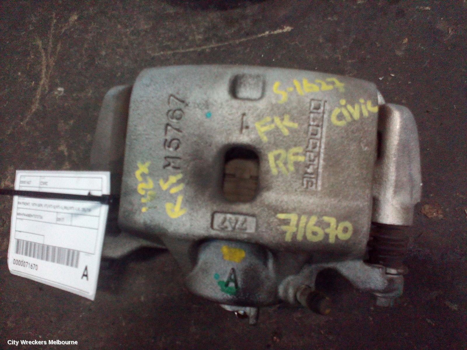 HONDA CIVIC CALIPER, RH FRONT, 10TH GEN, VTI/VTI-S/VTI-L/RS/VTI-LX, 05/2016 ONWARDS