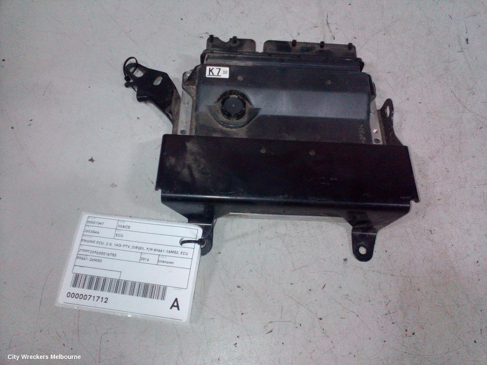 TOYOTA HIACE ECU, ENGINE ECU, 3.0, 1KD-FTV, DIESEL, P/N 89661-26M50, ECU ONLY, KDH, 09/2006 - 04/2019