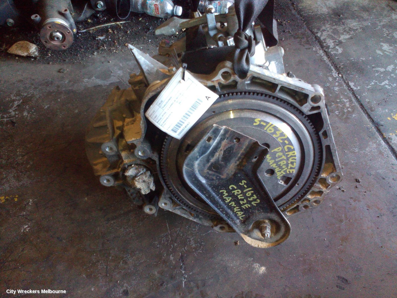 HOLDEN CRUZE TRANS/GEARBOX, MANUAL, PETROL, 1.4, 6 SPEED, JH, 03/2011 - 01/2017