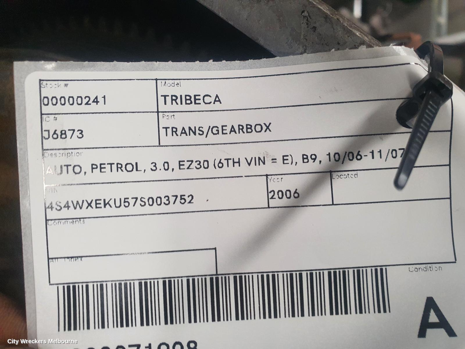 SUBARU TRIBECA TRANS/GEARBOX, AUTO, PETROL, 3.0, EZ30 (6TH VIN = E), B9, 10/2006 - 11/2007